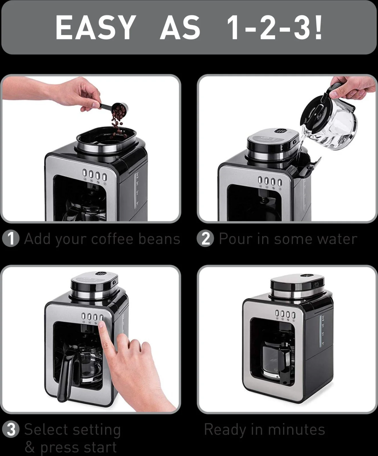Hanabishi  2IN1 Grinder And Coffee Maker HGRCM2IN1 - Image 3